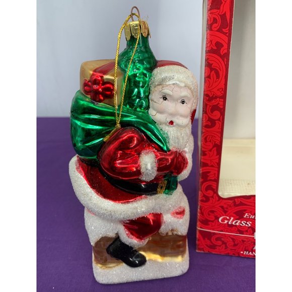 Mistletoe Magic Collection Santa Carrying Sack European Style Glass Ornament Han - Picture 2 of 14